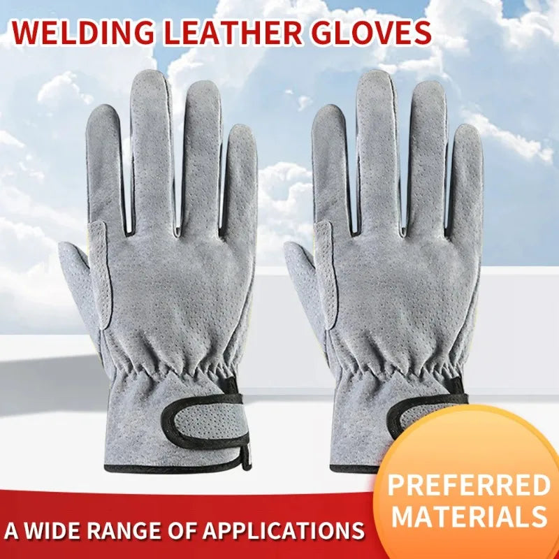 Cotton Welding Gloves – Heat Resistant Unisex Safety Work Gloves Safety Work Gloves Qme White