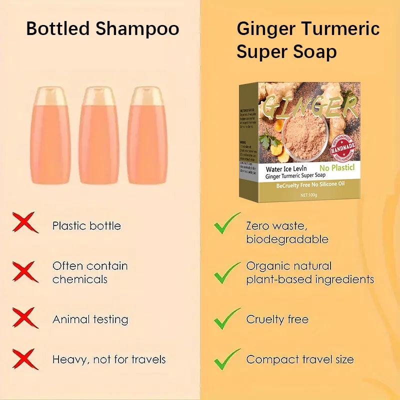 Turmeric Cold Process Shampoo Bar | Pure Plant Hair Treatment Solid Shampoo Bar Qme