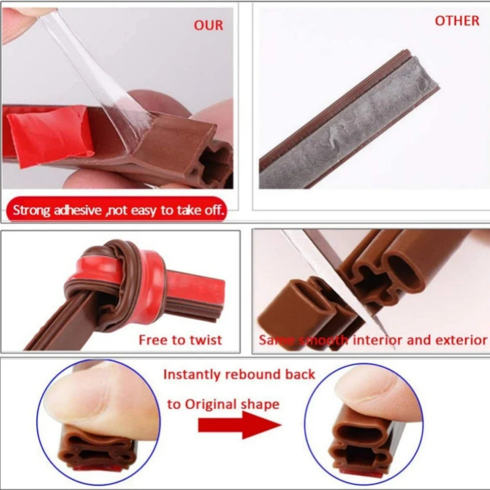 6M Silicone Self-Adhesive Door & Window Sealing Strip Weatherstrip Seal Qme