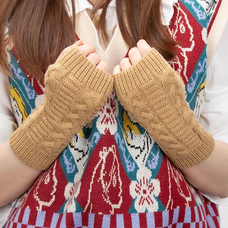 Women's Knitted Fingerless Gloves – Winter Arm Warmers Fingerless Arm Warmers Qme