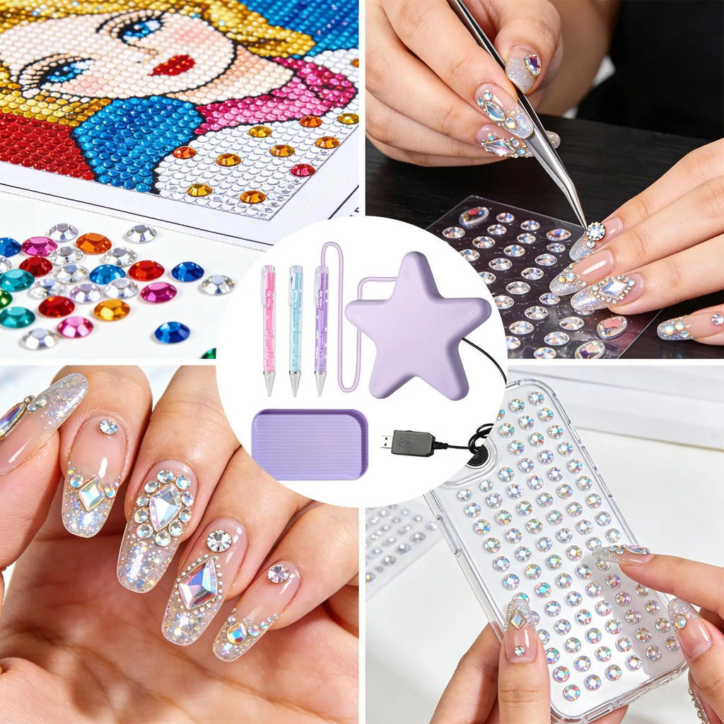 Electric Rhinestone Vacuum Pen & Gem Applicator Tray for DIY Gem Applicator Pen Qme