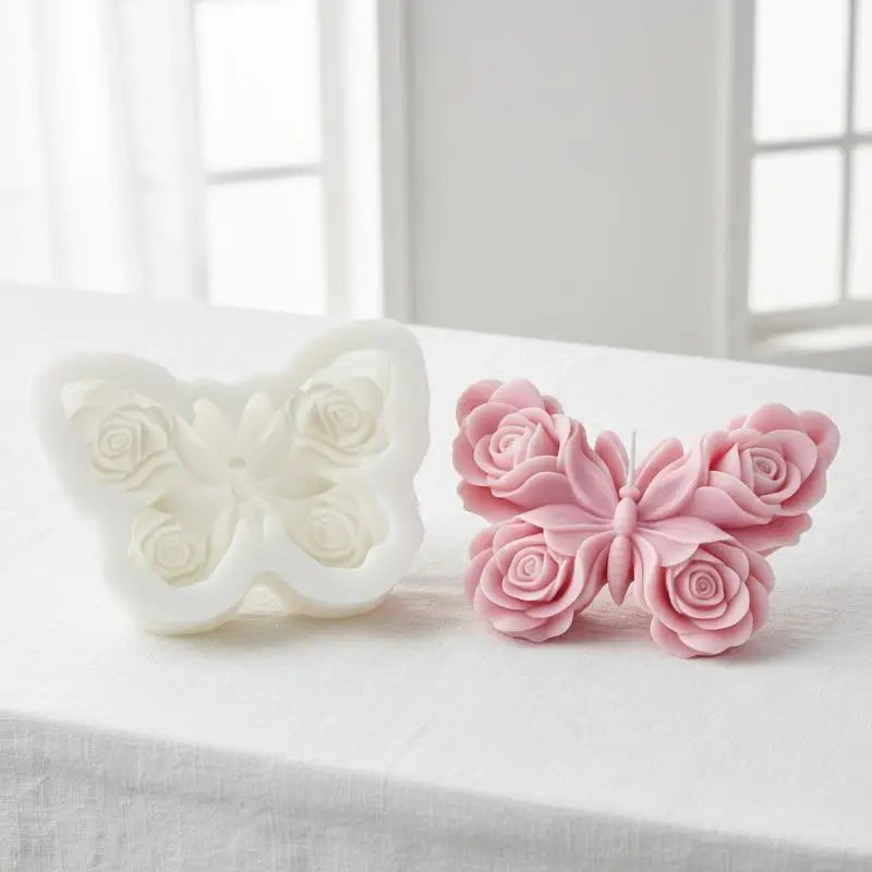 Rose Butterfly Silicone Mold – DIY Candle & Plaster Art Silicone Craft Mold Qst