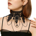Punk Gothic Black Lace Neck Strap Choker Necklace Gothic Choker Necklace Qme Black