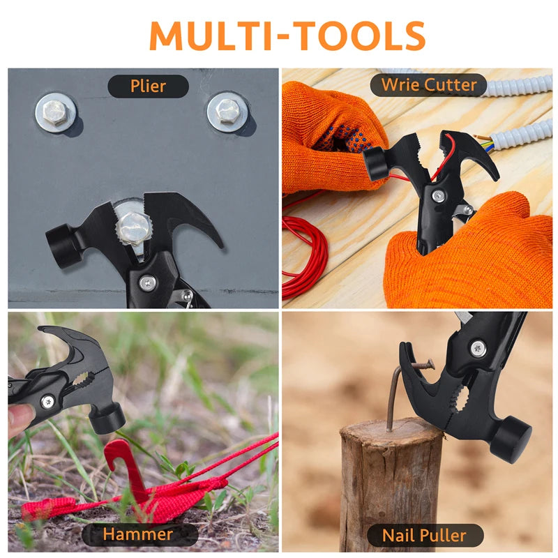 12-in-1 Multitool Hammer – Folding Portable Camping Tool Multitool Hammer Qst