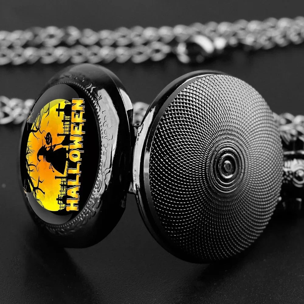 Black Quartz Pocket Watch Glass Dome Arabic Numeral | Qme Costume Pocket Watch Qme