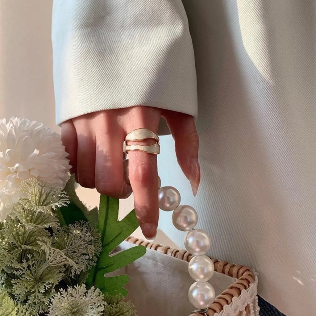 Drop Glaze Double-Layered Ring for Women – Elegant Wedding Jewelry Fashion Ring Qme
