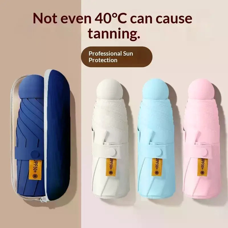 Compact Mini Travel Umbrella UPF50+ UV Protection 5-Fold Compact Travel Umbrella Qme