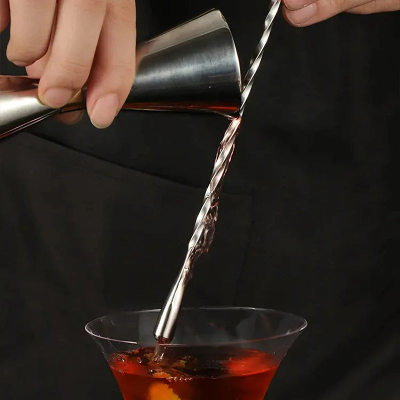Stainless Steel Cocktail Mixing Spoon – Spiral Teardrop Bar Tool Cocktail Mixing Spoon Qst