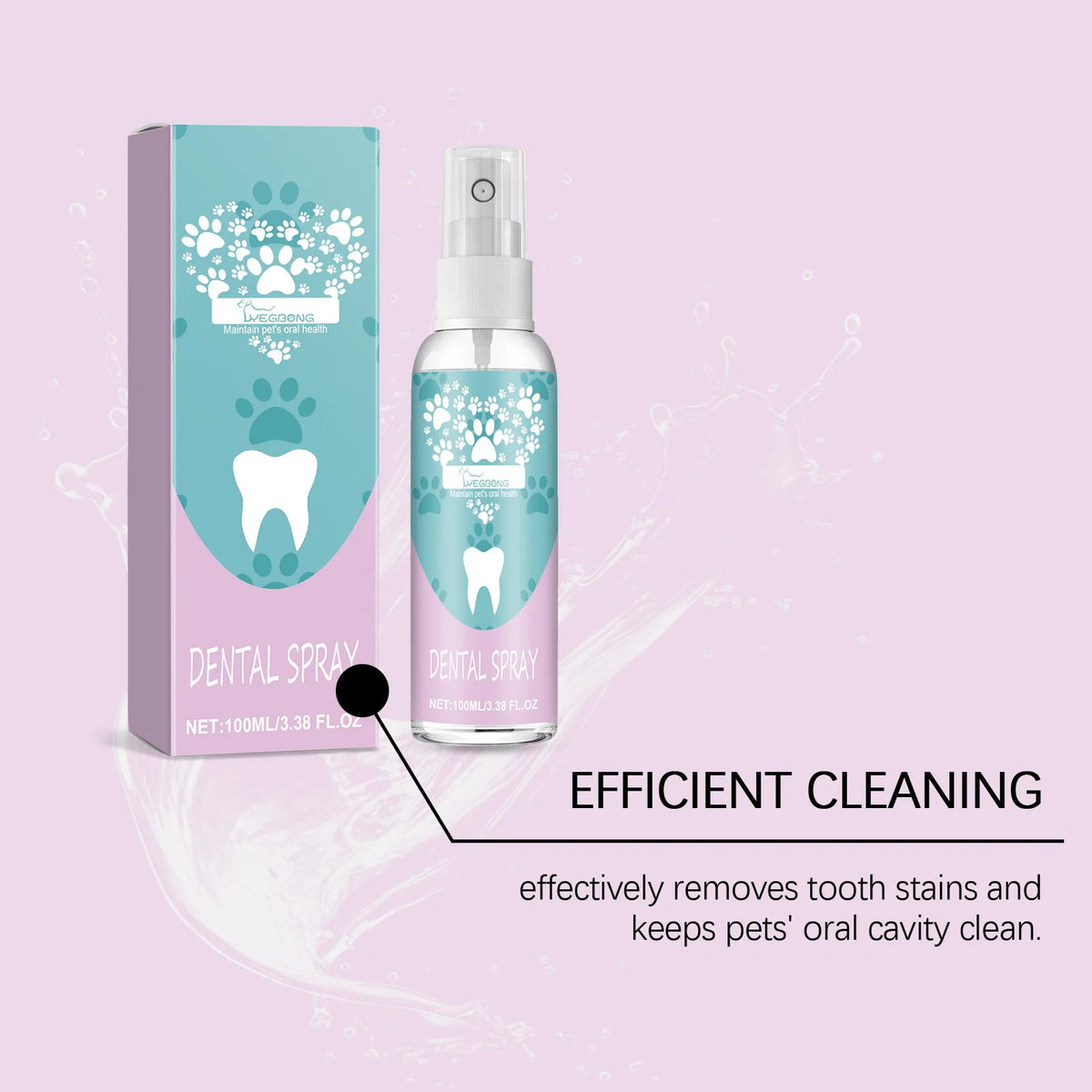 Yegbong Dog & Cat Dental Spray – Teeth Cleaning, Fresh Breath Pet Dental Spray Qst