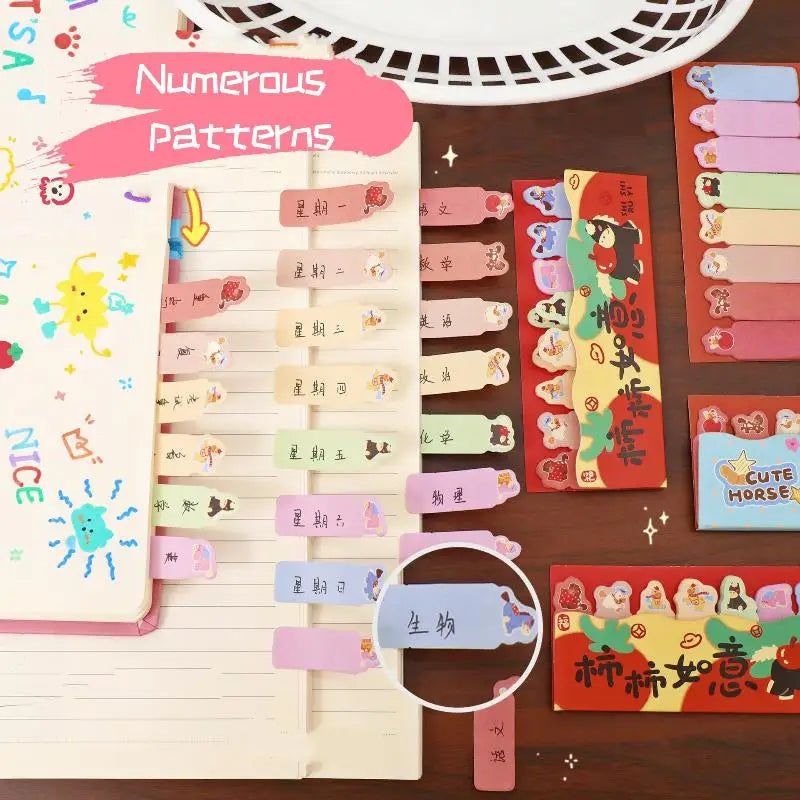Cute Pony Cartoon Index Sticky Notes – Tearable Paper Tabs Cartoon Sticky Notes Qme