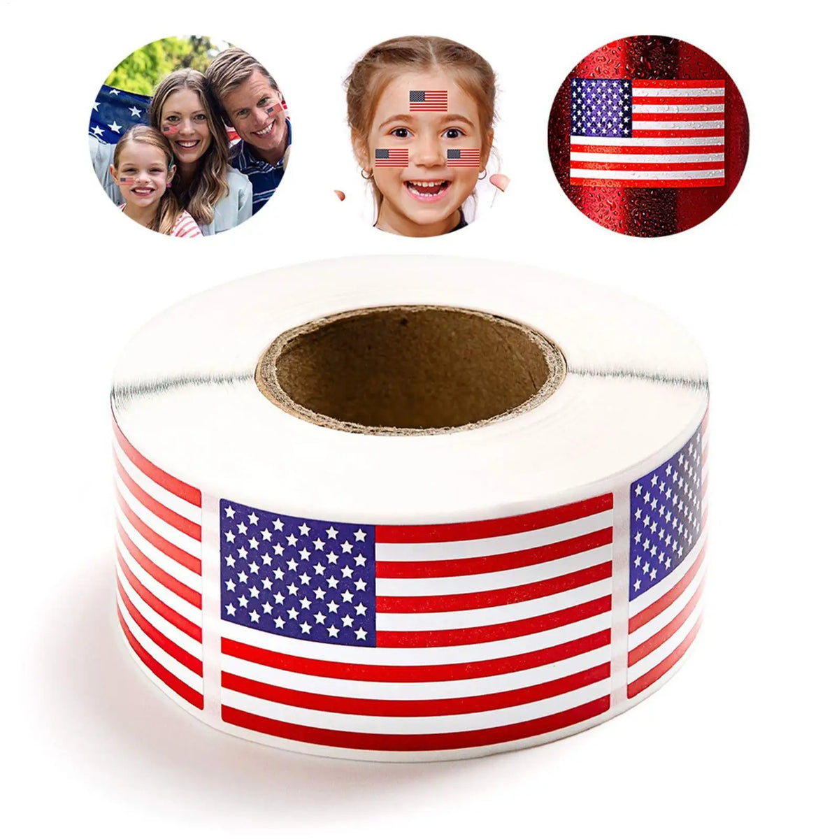 American Flag Car Decals – 2x2 in, 250 Per Roll | Patriotic Patriotic Car Decals Qme