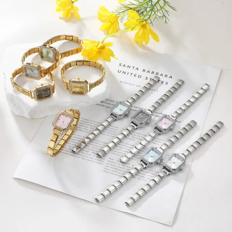 Oval Square Stainless Steel Watch Band Bracelet – 36 Colors Stainless Steel Bracelet Qme