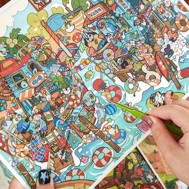TIANZI 3D Miniature Layered Diorama Stickers for Journaling Diorama Craft Stickers Qme 2B