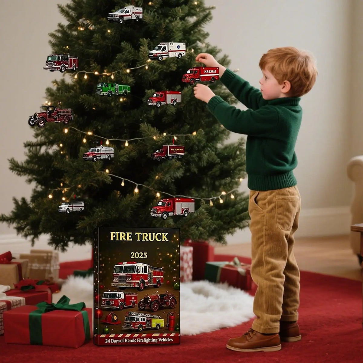 Fire Truck Advent Calendar – 24 Christmas Countdown Ornaments Christmas Advent Calendar Qme