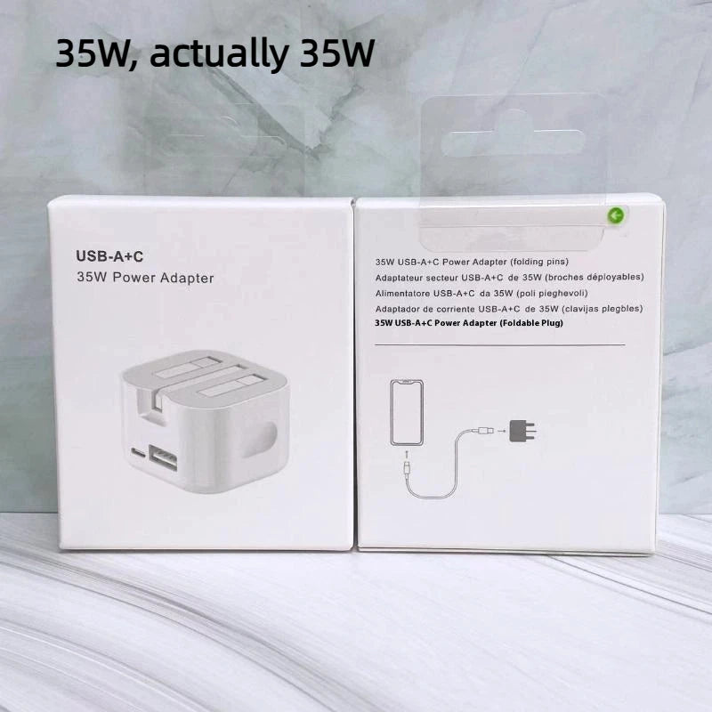 UK GB Plug USB-C Fast Wall Charger 35W PD QC3.0 – White USB-C Wall Charger Qst A4