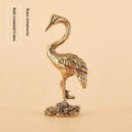 Brass Crane Miniature Figurine | Decorative Animal Sculpture Decorative Figurine Qme onesize