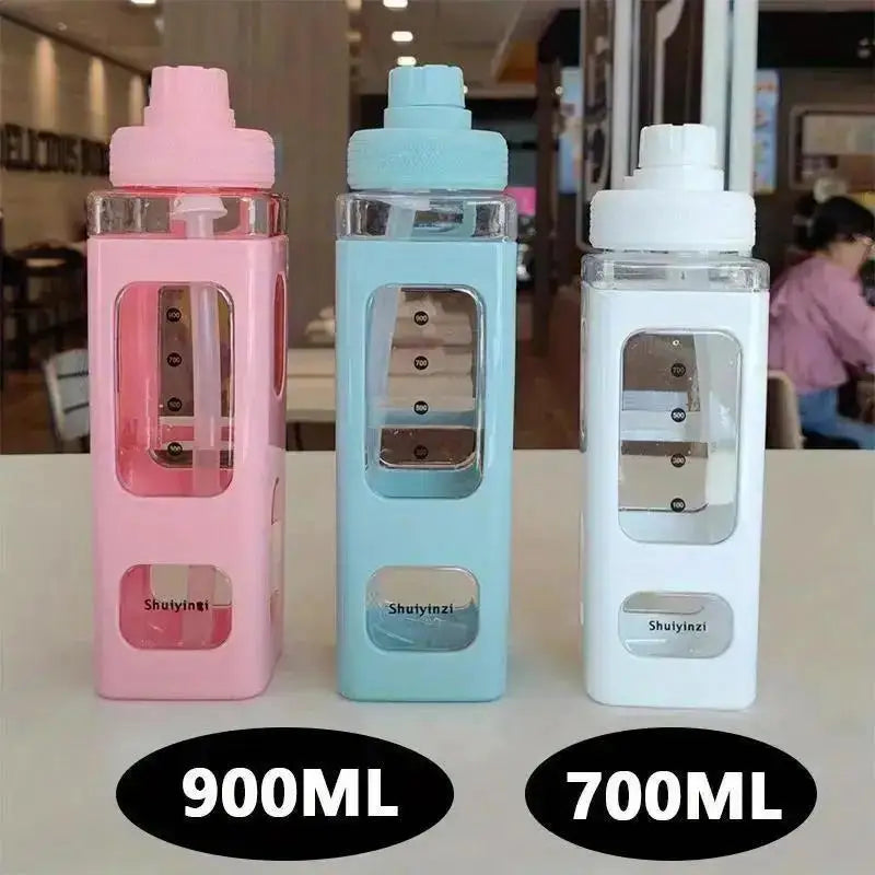700ml Sport Water Bottle with Straw & Scale – Clear Plastic Sport Water Bottle Qme