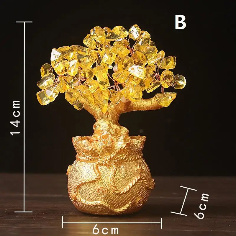 Feng Shui Crystal Money Tree Ornament – Lucky Wealth Decor Feng Shui Ornament Qst B