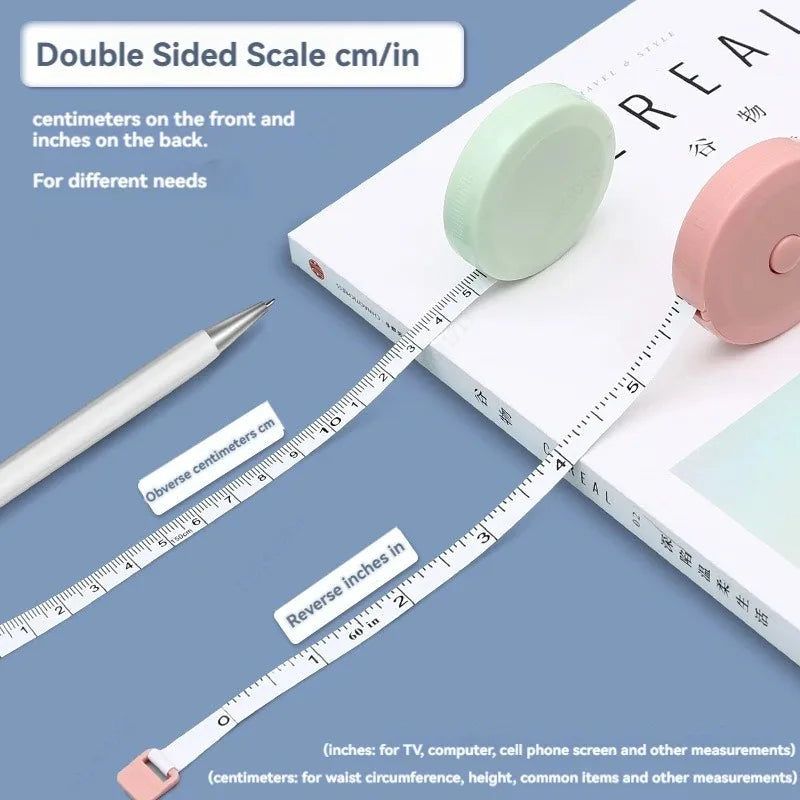 Portable Mini Soft Tape Measure – Auto-Retract, Dual Scale Retractable Tape Measure Qme