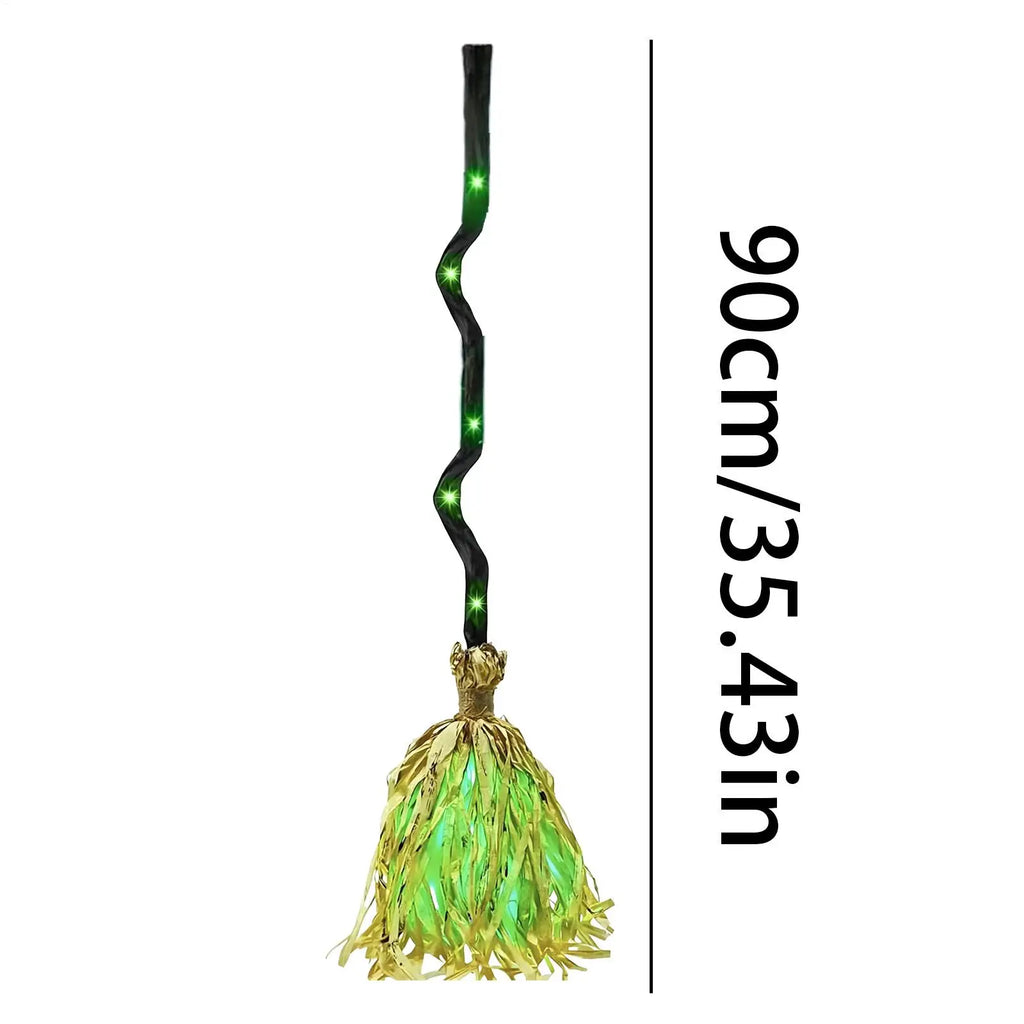 Halloween Animated Broom Decoration with Light & Sound Halloween Decoration Qme