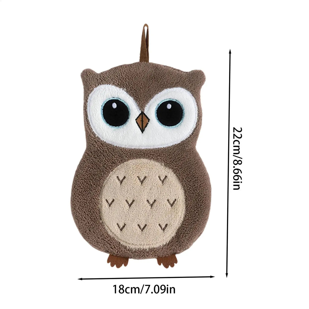 Owl Animal Print Hand Towel – Absorbent Hanging Bath & Kitchen Decorative Hand Towel Qst