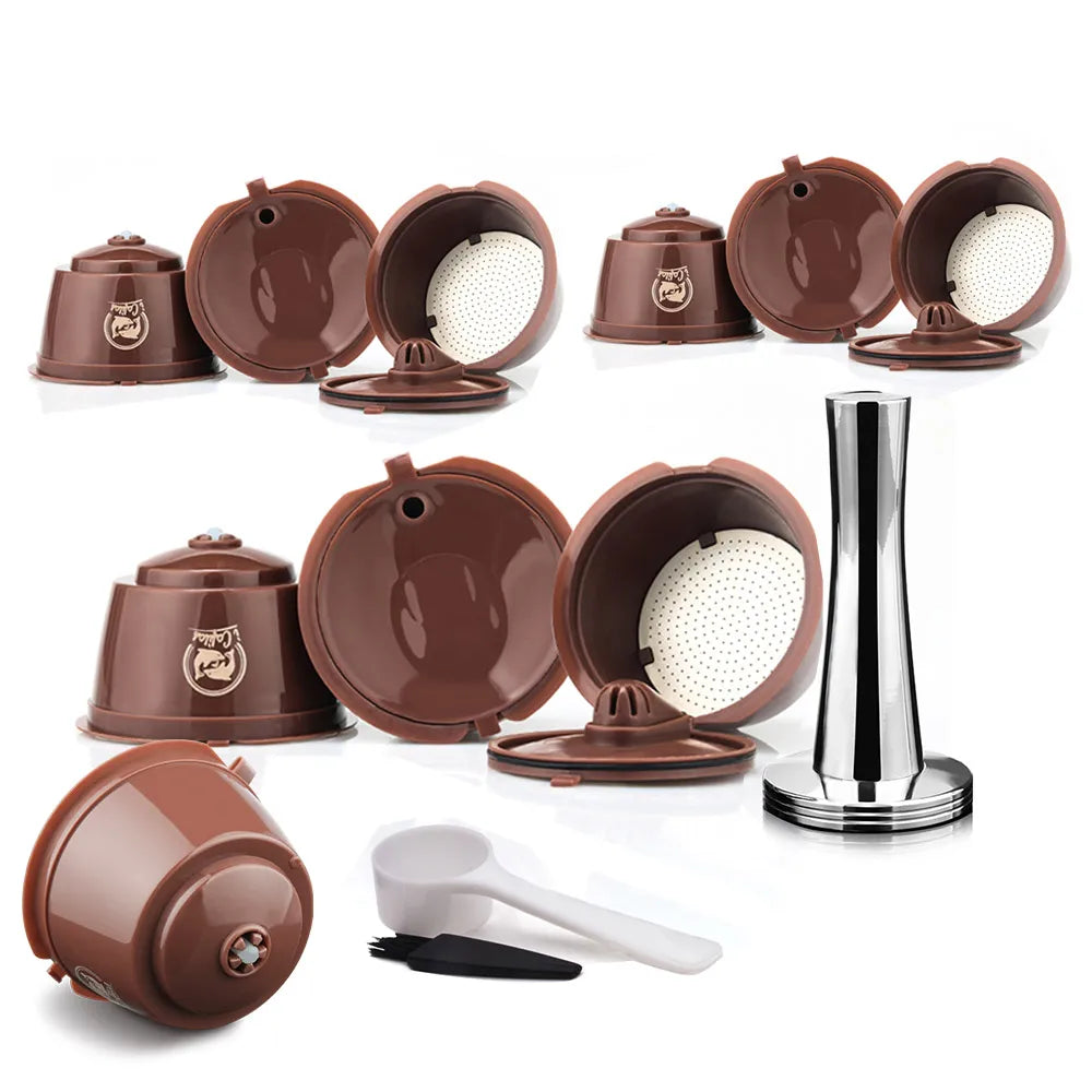 Refillable Coffee Capsules Pods for Dolce Gusto + Tamper Coffee Pod Capsules Qst 10Pcs 1 Tamper