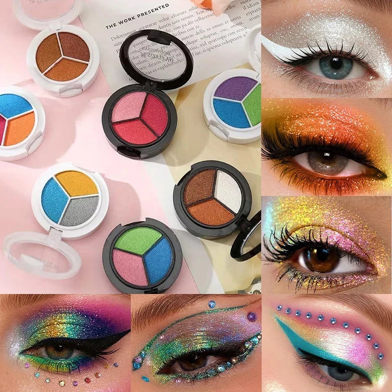 3-Color Pearlescent Eyeshadow Palette – Creamy Mousse Earth Tones Eyeshadow Palette Qme