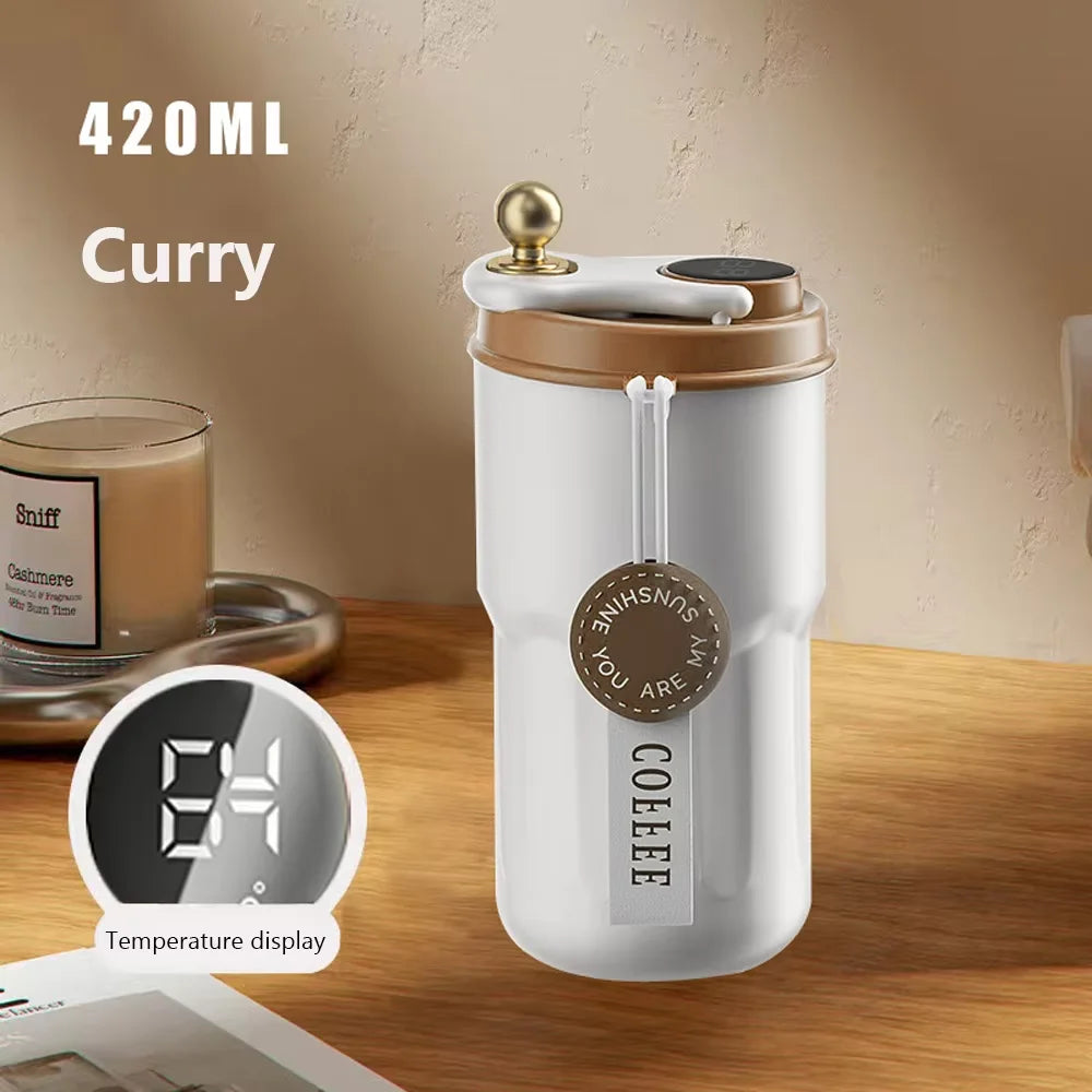 316 Stainless Steel Smart Temp Display Tumbler 420ml Insulated Smart Tumbler Qst brown 420ml