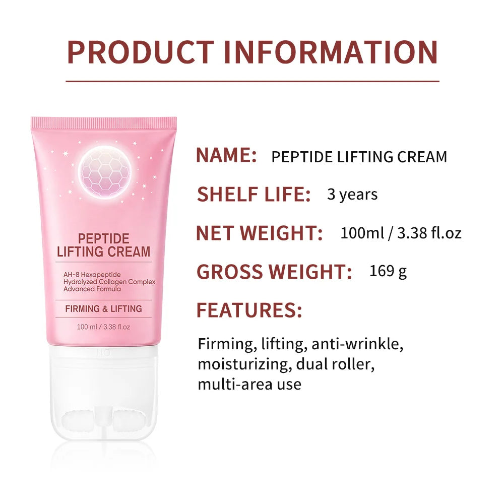 Neck Firming Cream Double Roller – Peptide Collagen Lifting Neck Firming Cream Qst