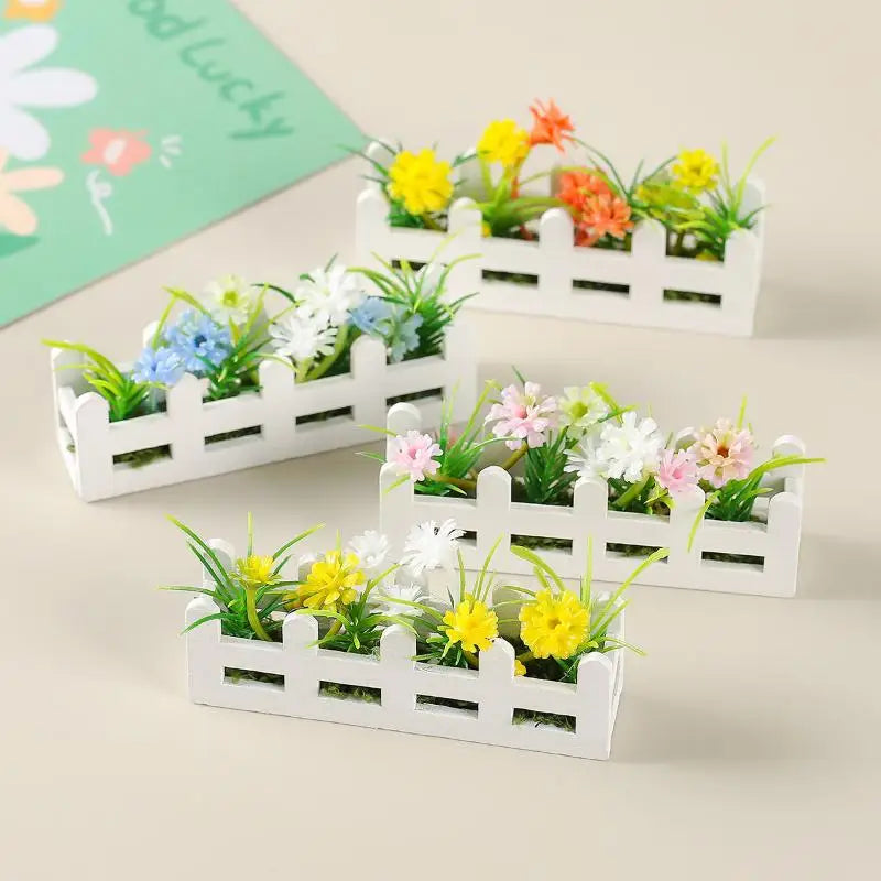 1:12 Scale Dollhouse Simulated Flower Fence Decor Miniature Dollhouse Miniature Decor Qme