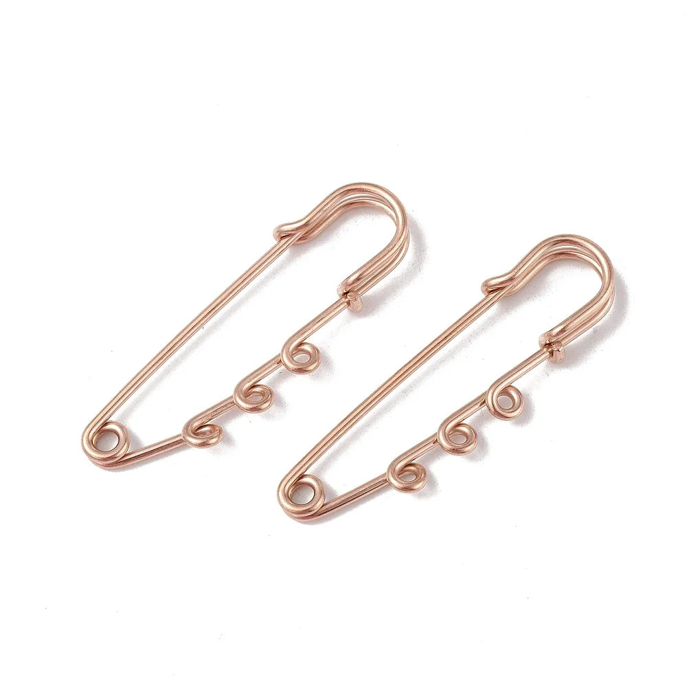 Triple Loop Stainless Steel Safety Pins for Lapel Pin Making – 20pcs Lapel Pin Findings Qme Rose Gold