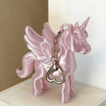 Pink Pegasus Keychain 3D Printed Bag Charm with Heart Clasp Keychain Bag Charm Qme A1