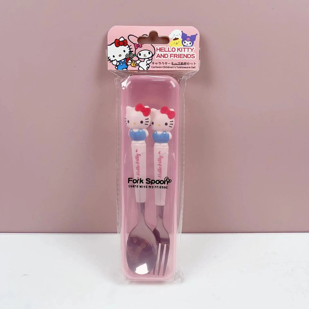 Hello Kitty Kids Portable Stainless Steel Spoon & Fork Set Kids Cutlery Set Qme 3