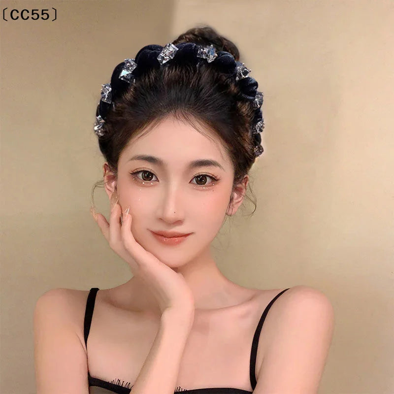 Crystal Velvet Headband – Vintage French Style Hair Hoop Hair Headband Qst