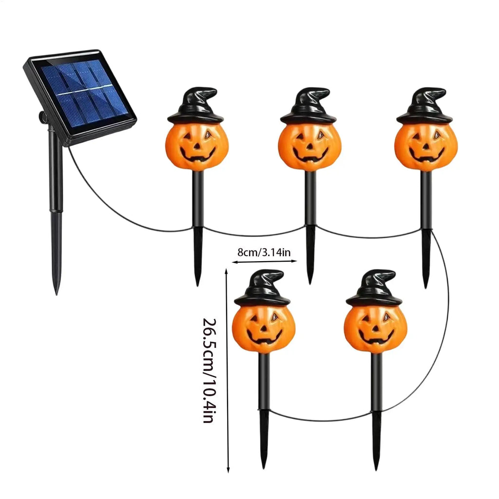 Halloween Solar Pumpkin Stake Lights – 5-Pack Waterproof Yard Solar Stake Lights Qme