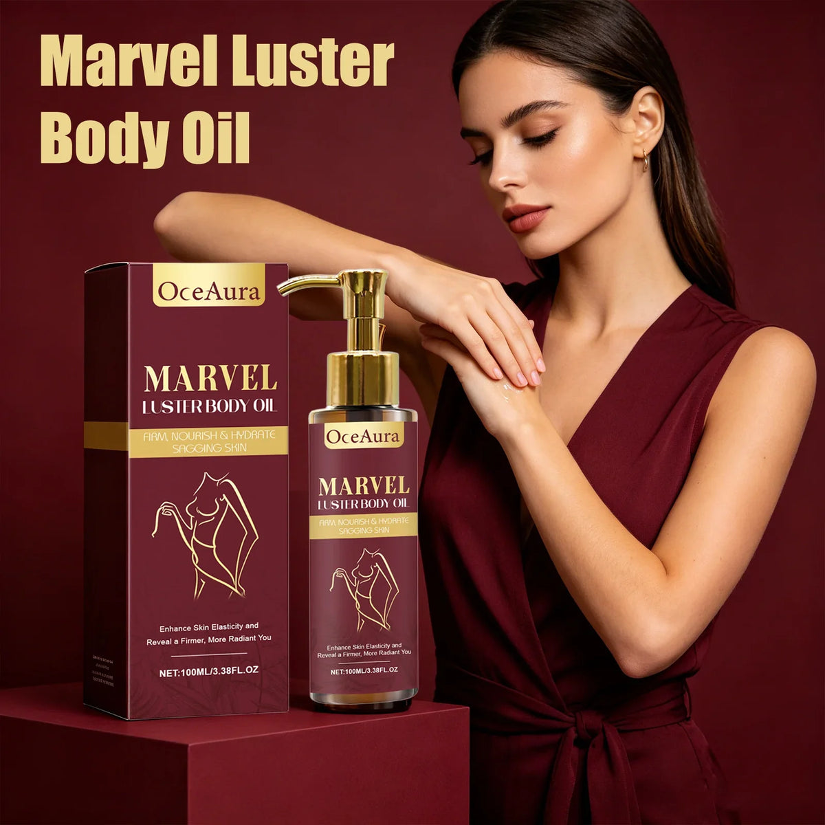 Oceaura Marvel Luster Body Oil | Firm, Hydrate & Glow Moisturizing Body Oil Qme