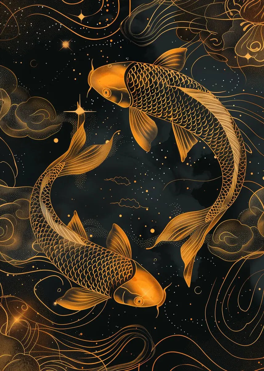 Japanese Koi Fish Canvas Wall Art – Colorful Carp Poster Print Canvas Wall Art Qst 3 50x70cm Unframed