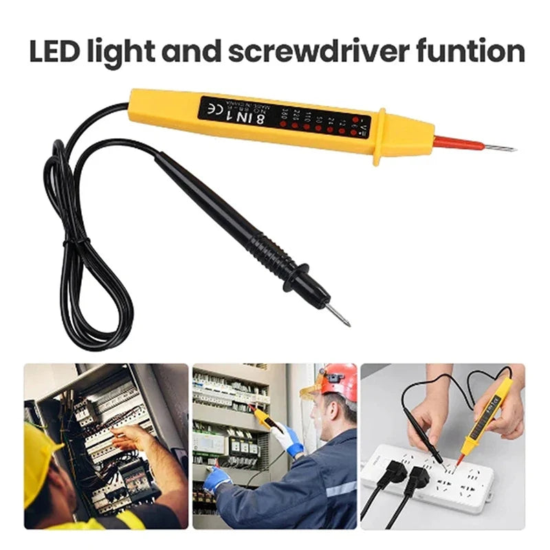 8-in-1 Voltage Tester Pen AC DC 6-500V Electrical Circuit Detector Voltage Tester Pen Qme