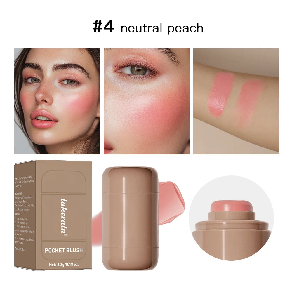 Lakerain Cream Blush Stick – Multi-Use Lip & Cheek Color Cream Blush Stick Qst neutral peach