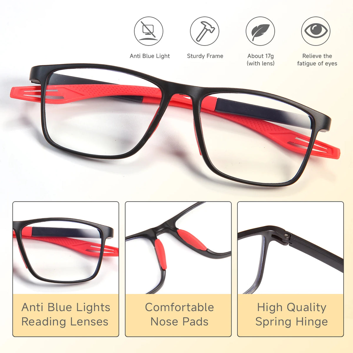 VOPHA 6-Pack Blue Light Blocking Reading Glasses to +3.0 Reading Glasses Qst