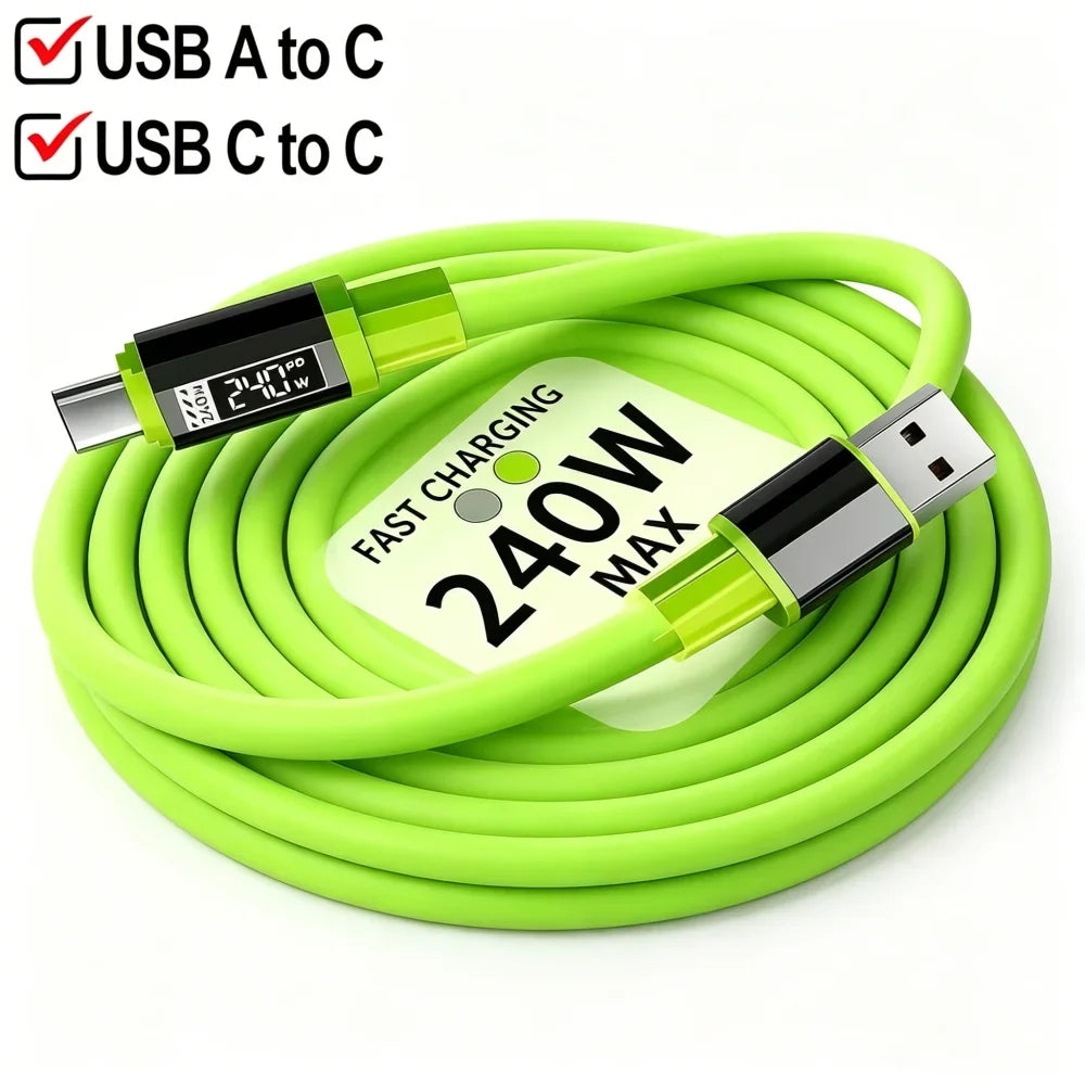 240W USB-C Fast Charging Cable | iPhone 17, Samsung, Xiaomi USB-C Charging Cable Qme