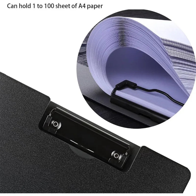 A4 Foldable Clipboard 360° Double Metal Clips & Pen Holder Foldable Clipboard Qme