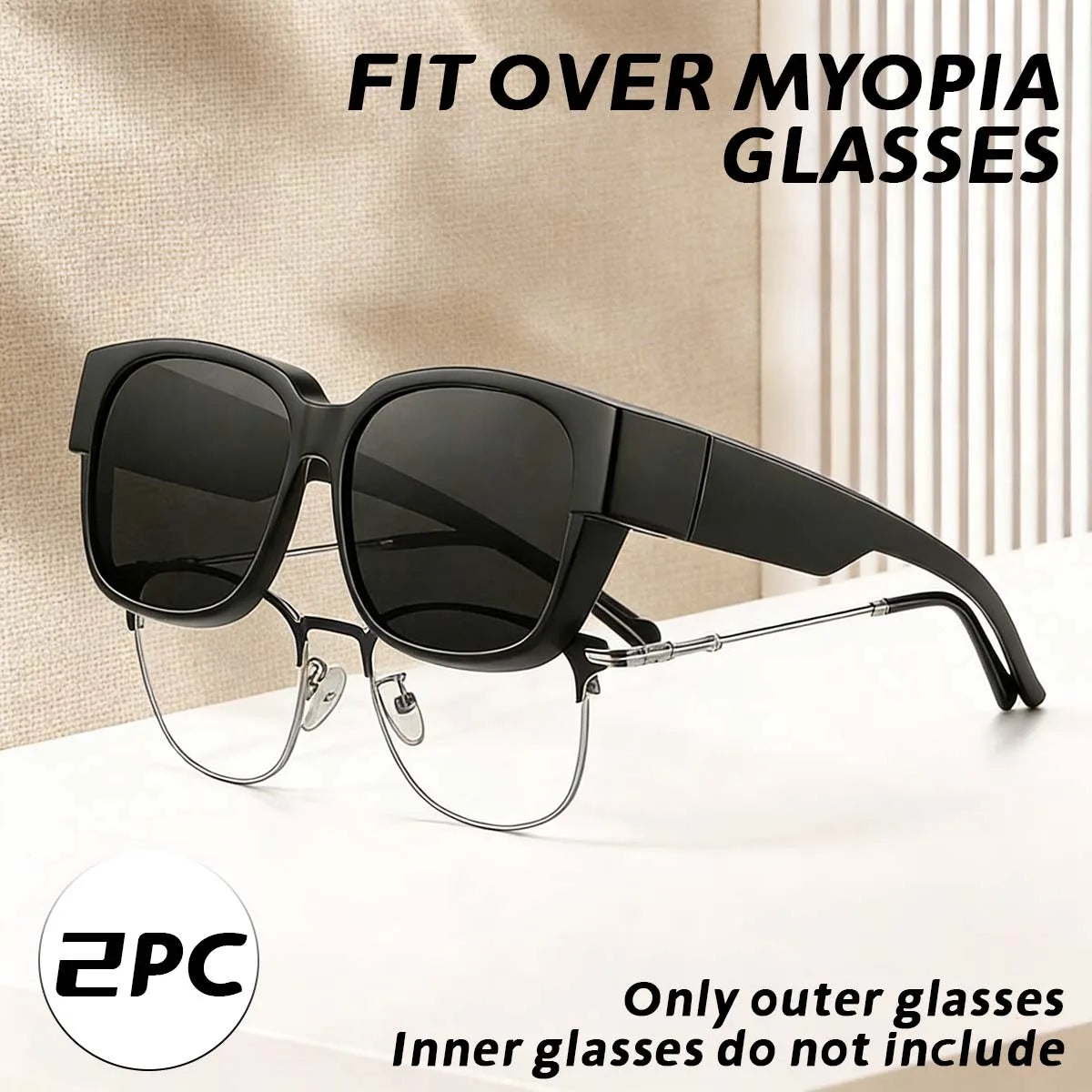 VOPHA 2-Pack Oversized Fit-Over Sunglasses UV400 Unisex T02 Fit-Over Sunglasses Qst