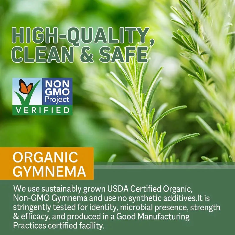 Organic Gymnema Sylvestre Capsules – Non-GMO & USDA Organic Herbal Supplement Qst