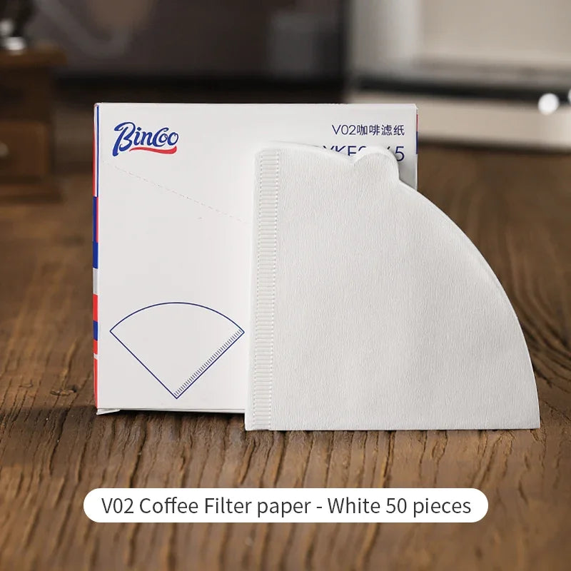 Bincoo V-Shaped Conical Coffee Filter Papers | Pour Over Coffee Filter Papers Qst V02-50pcs China Mainland