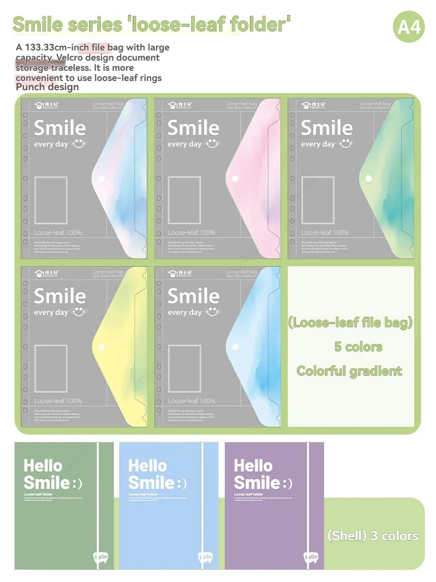 A4 Waterproof PP File Bag 3-Hole D-Ring Binder | 7 Colors D-Ring File Binder Qme