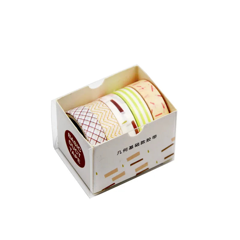 Kawaii Cartoon Washi Tape Set – 5 Rolls DIY Scrapbook Decor Decorative Washi Tape Qme