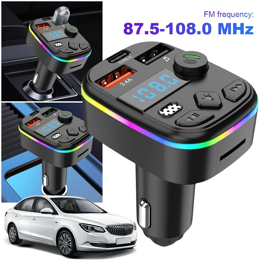Car Bluetooth 5.3 FM Transmitter – Hands-Free MP3 Player Car FM Transmitter Qme