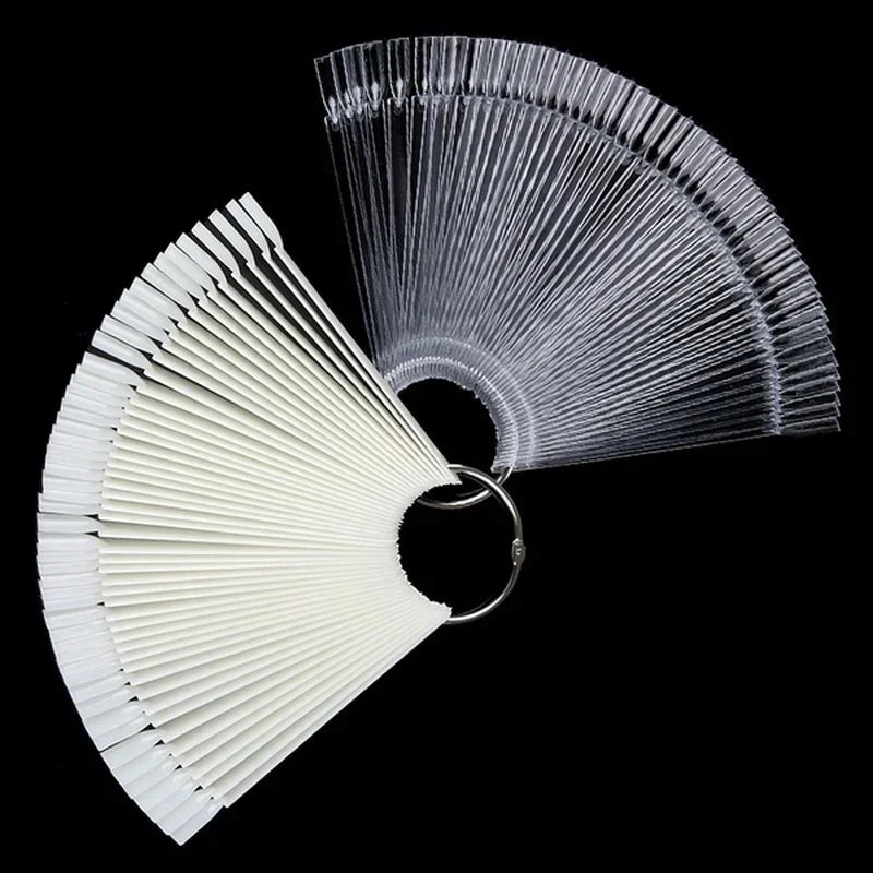 False Nail Tips Fan Card – 50pc Transparent & White Art Display Nail Art Display Tool Qme