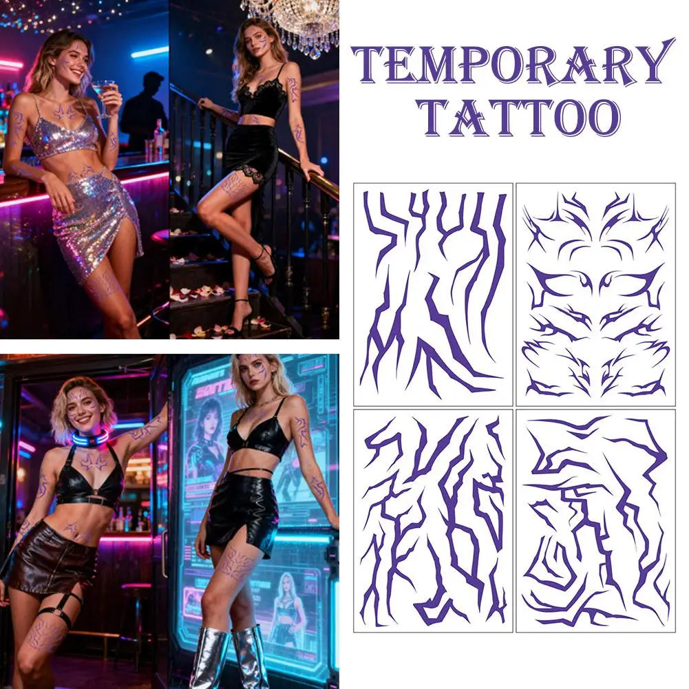 Purple Bold Temporary Tattoo Sheet for Cosplay & Makeup Art Temporary Tattoo Sheet Qme